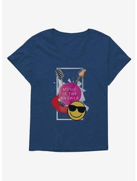 Emoji Music Is The Answer Womens T-Shirt Plus Size, , hi-res
