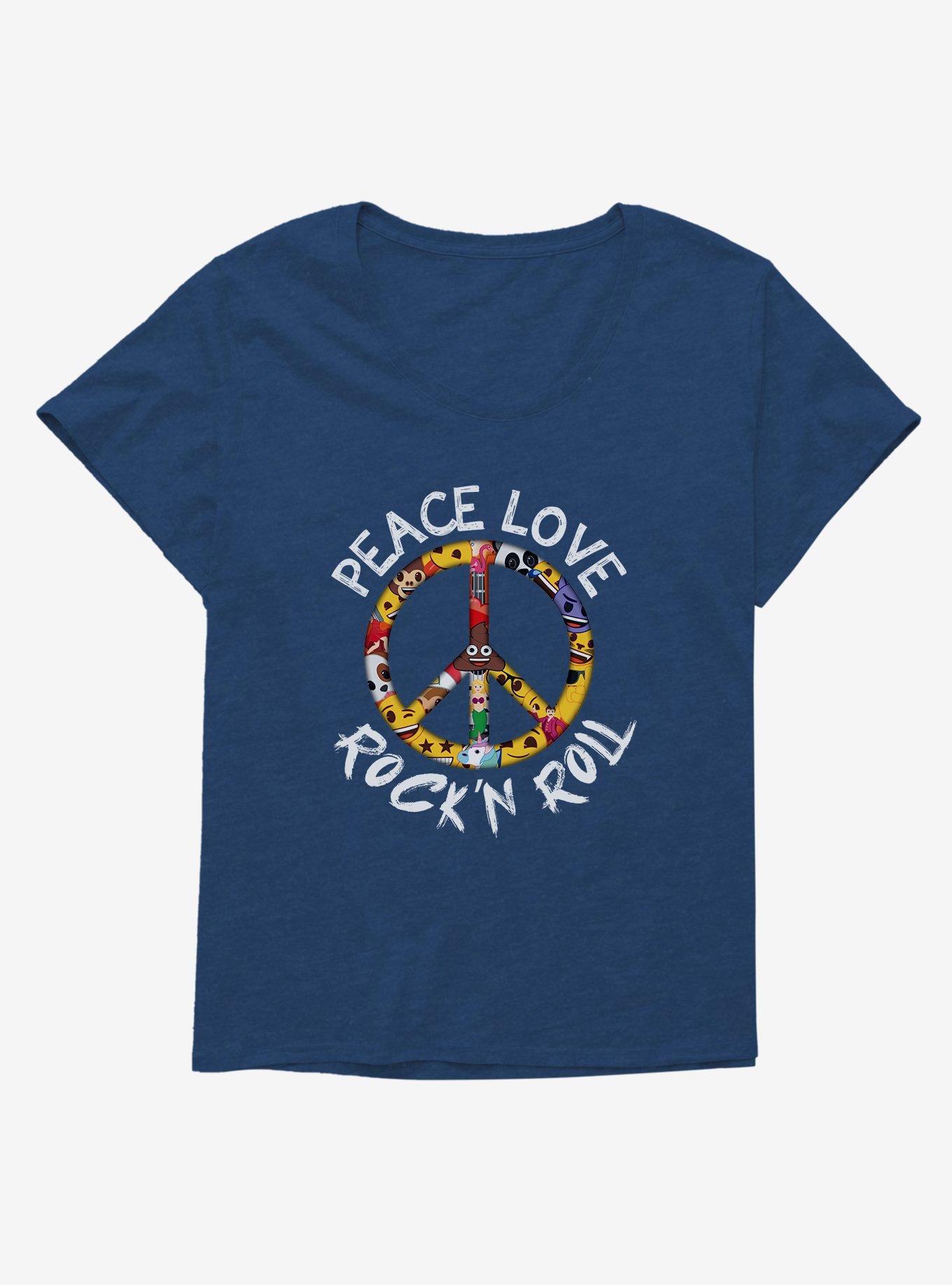 Emoji Peace Love Rock 'n' Roll Womens T-Shirt Plus Size, , hi-res