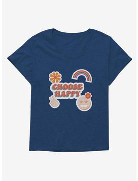 Emoji Choose Happy Stickers Womens T-Shirt Plus Size, , hi-res