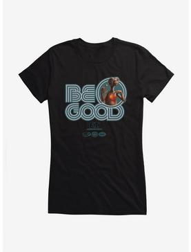 E.T. 40th Anniversary Be Good Bold Striped Font Teal Girls T-Shirt, BLACK, hi-res