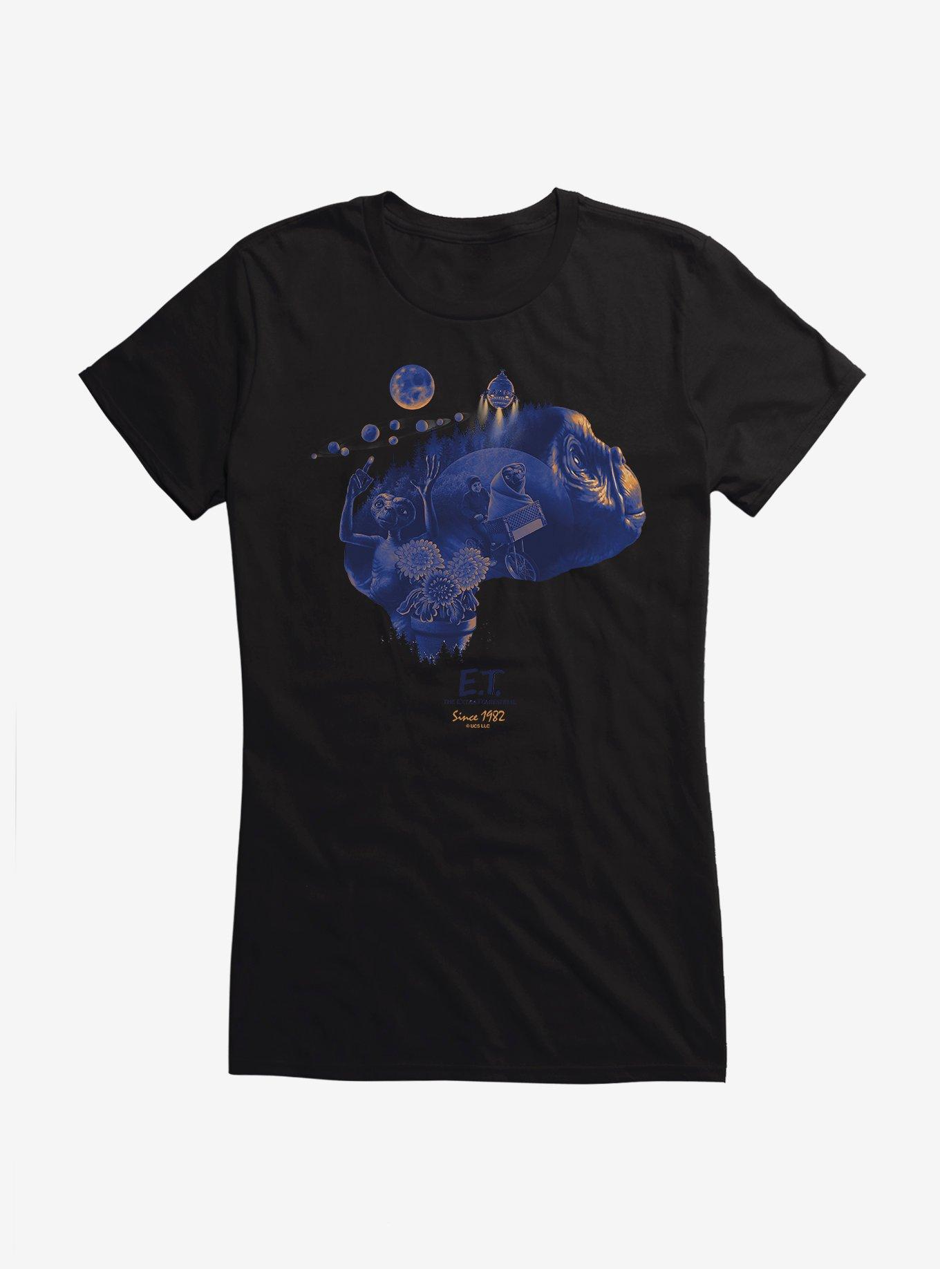 E.T. 40th Anniversary Collage Art Graphic Girls T-Shirt, BLACK, hi-res