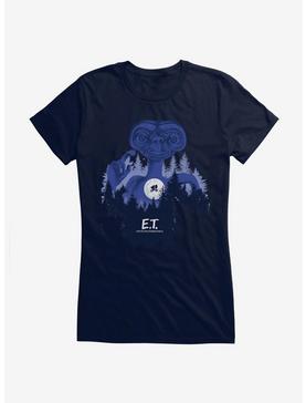 E.T. 40th Anniversary Flying Bicycle In Woods Graphic Girls T-Shirt, NAVY, hi-res