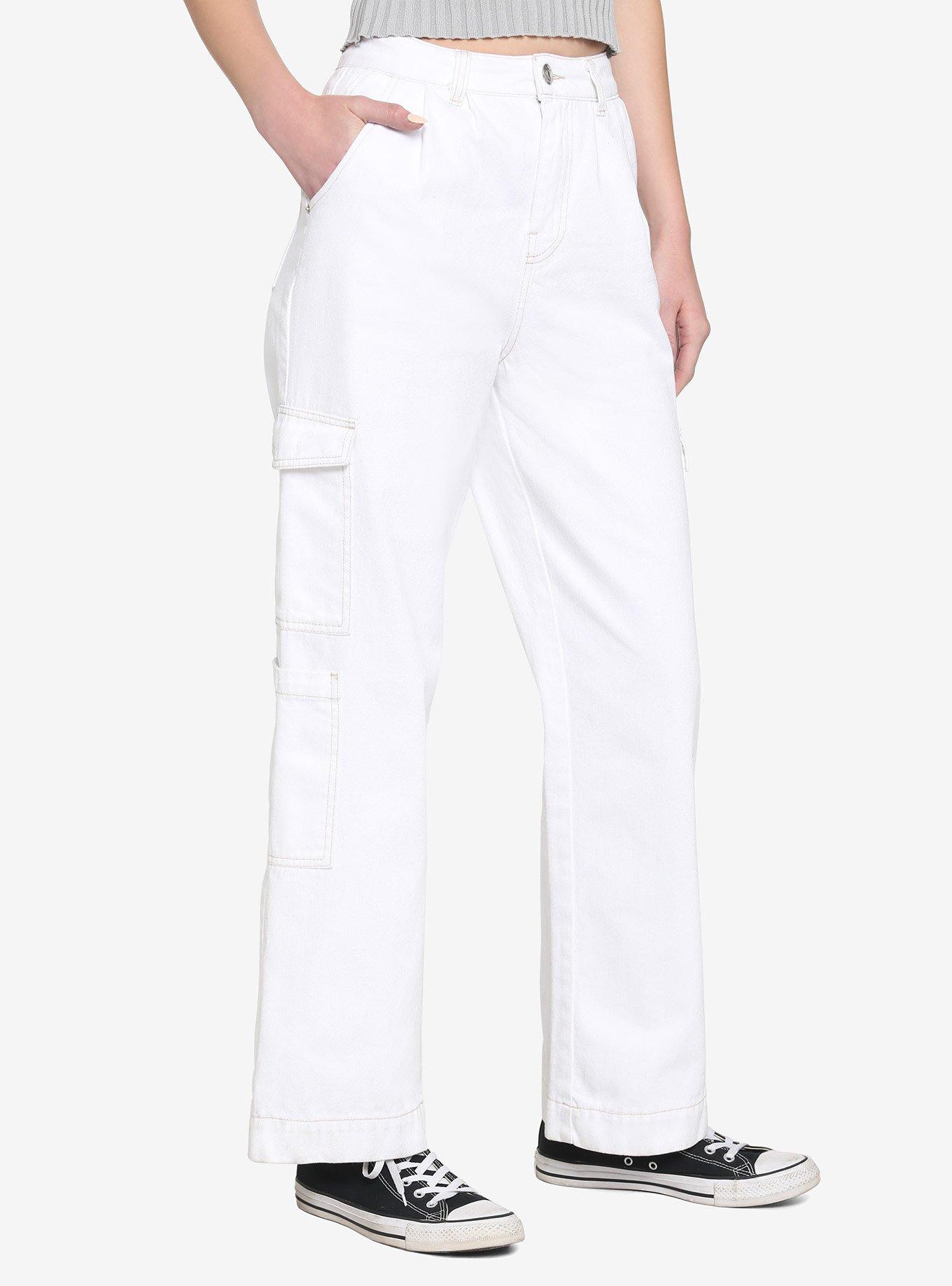 Ivory Straight Leg Cargo Pants, IVORY, hi-res