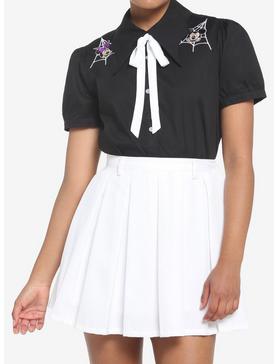Plus Size Her Universe Disney Halloween Bat Wing Collar Girls Woven Button-Up, , hi-res