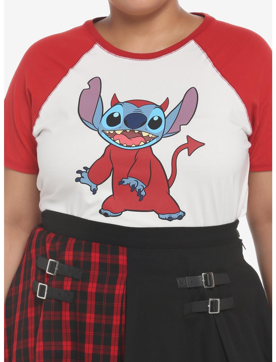 Her Universe Disney Lilo & Stitch Devil Girls Raglan Baby T-Shirt Plus Size, MULTI, hi-res