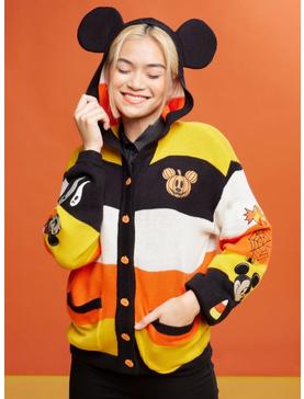 Her Universe Disney Halloween Mickey Mouse Stripe Girls Hooded Cardigan, , hi-res