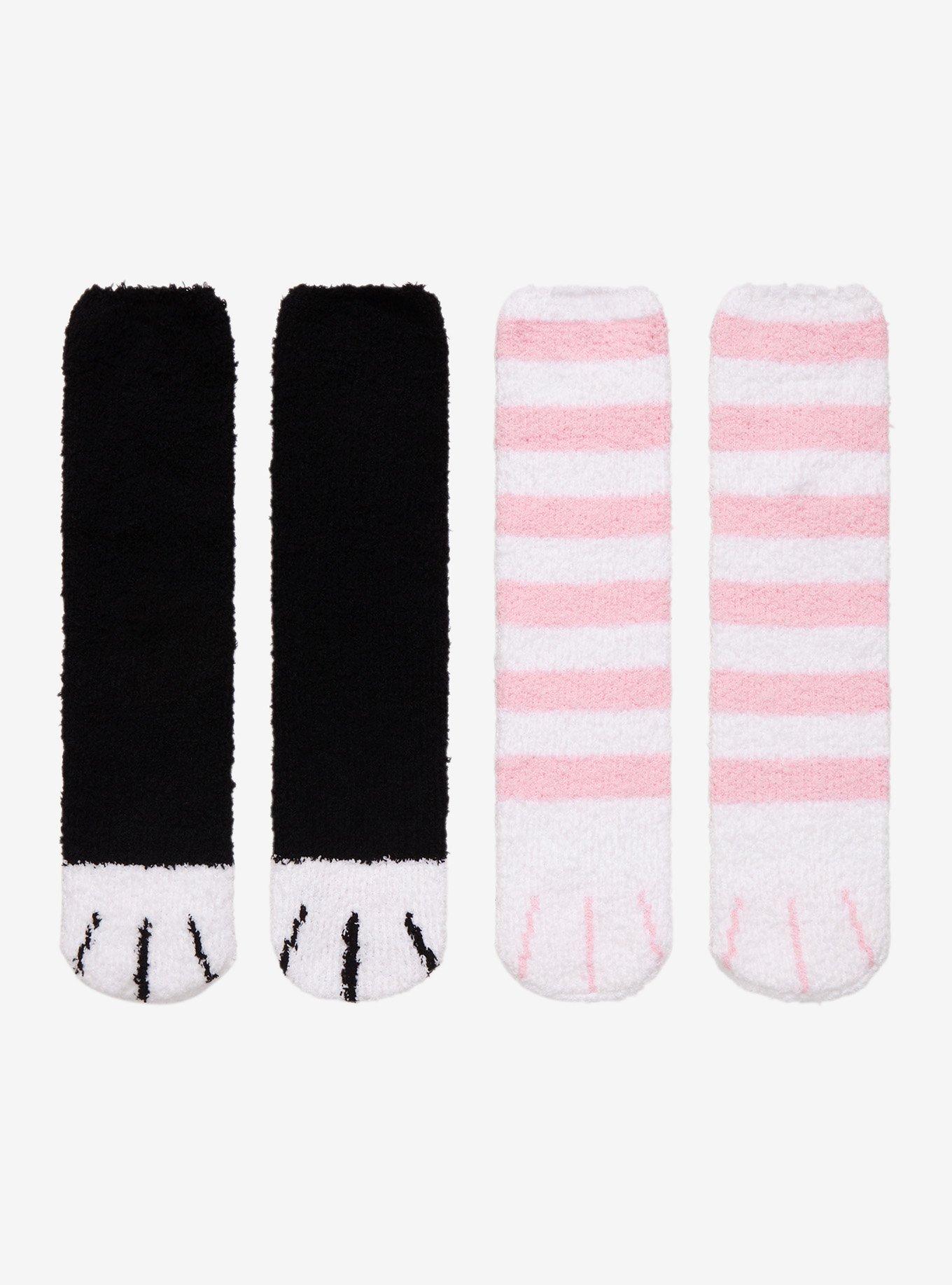 Cat Paw Fuzzy Socks 2 Pair, , hi-res
