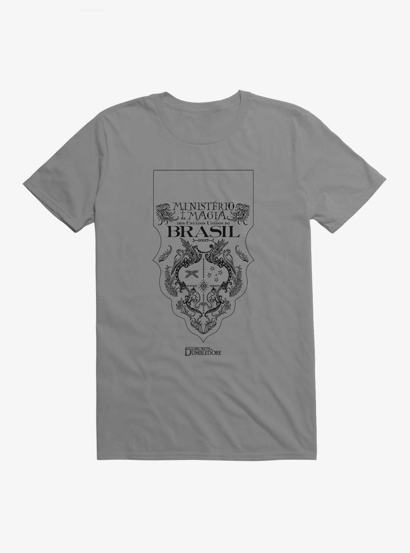 Fantastic Beasts: The Secrets Of Dumbledore Ministerio Da Magia Brasil Outline T-Shirt, STORM GREY, hi-res