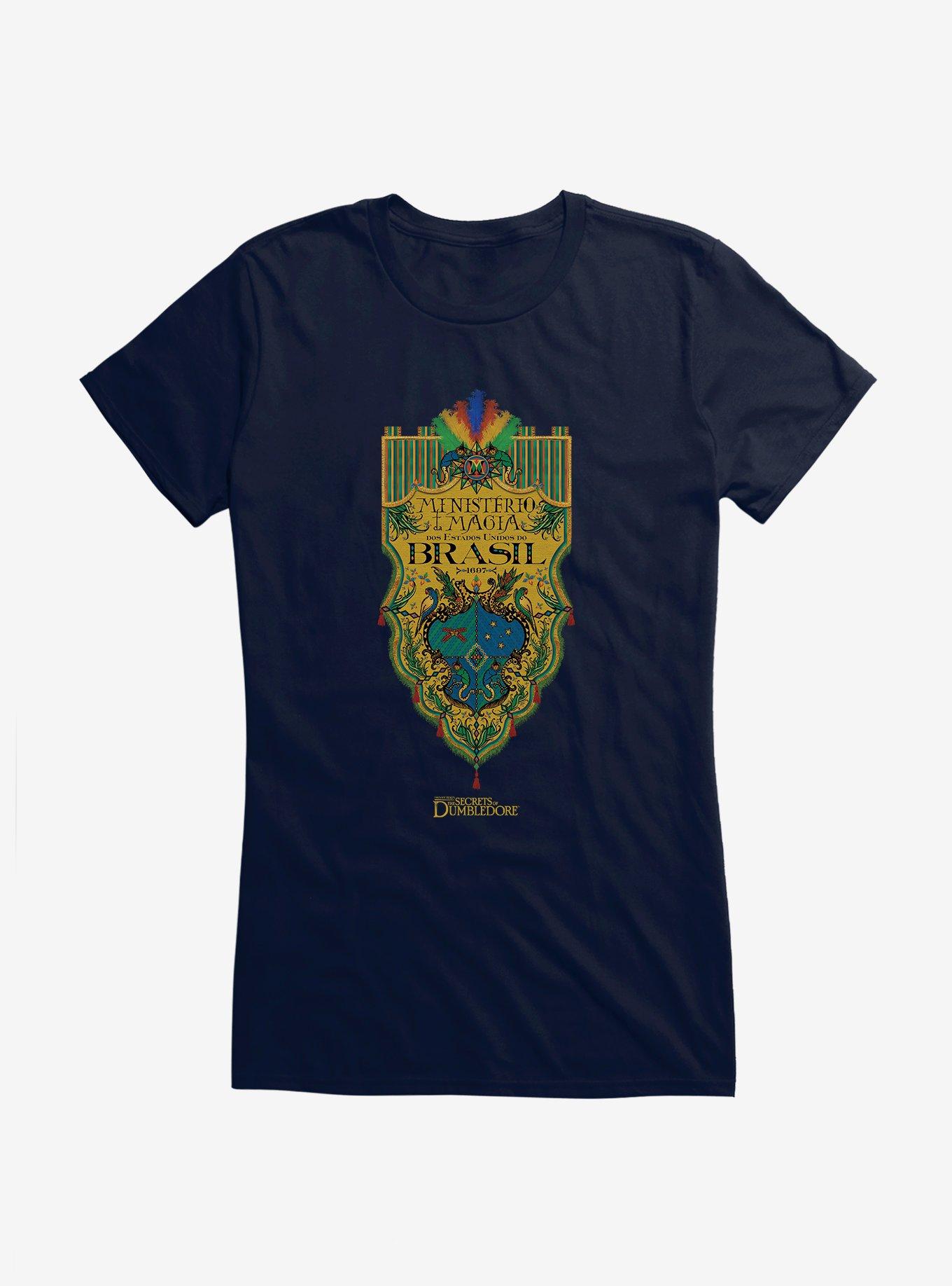 Fantastic Beasts: The Secrets Of Dumbledore Ministerio Da Magia Brasil Crest Girls T-Shirt, NAVY, hi-res