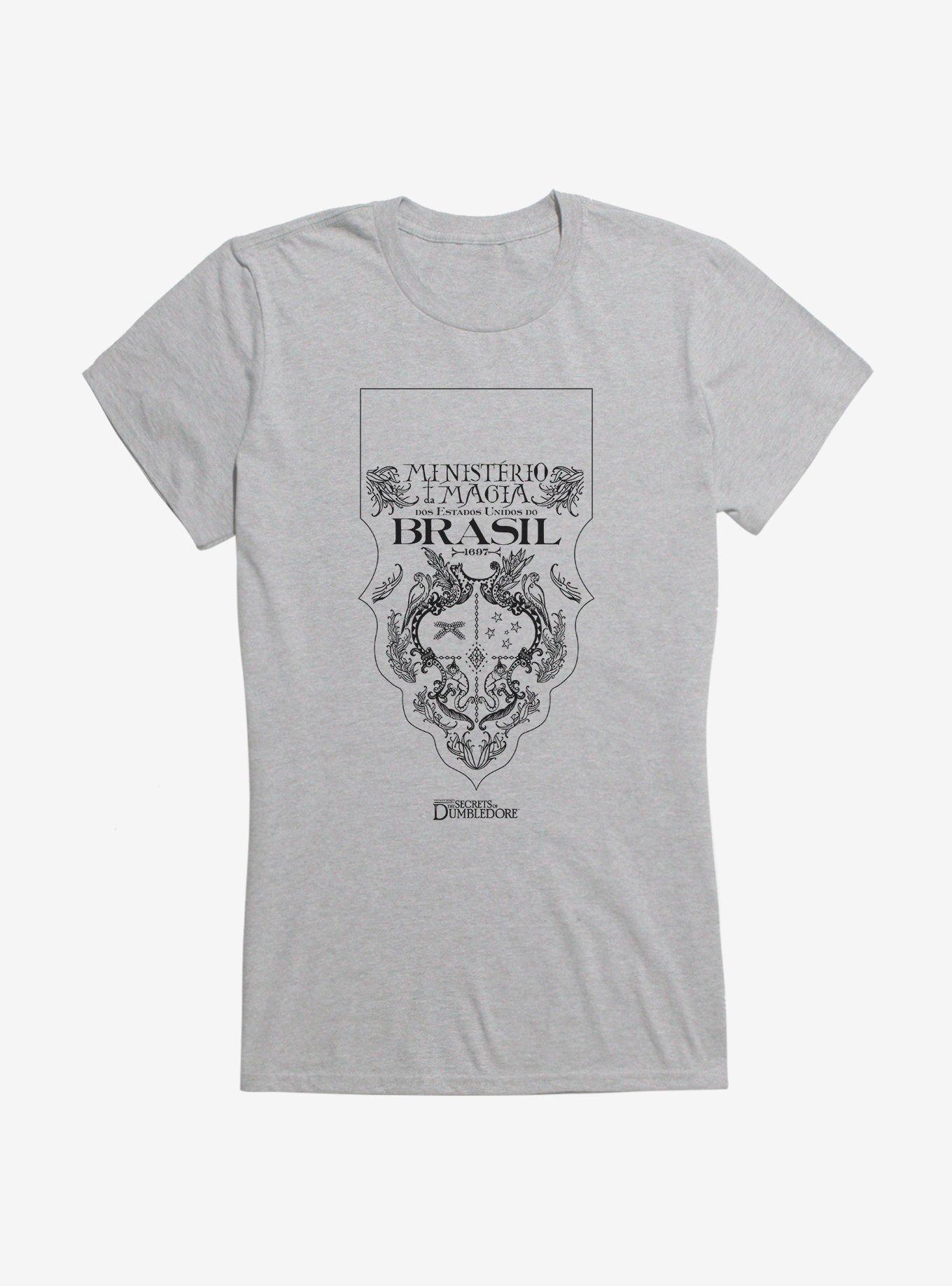 Fantastic Beasts: The Secrets Of Dumbledore Ministerio Da Magia Brasil Outline Girls T-Shirt, HEATHER, hi-res