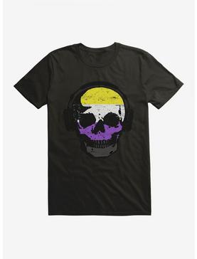 ICreate Pride Nonbinary Flag Skull With Headphones T-Shirt, , hi-res