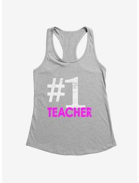 iCreate Number 1 Teacher Pink Text Girls Tank, , hi-res