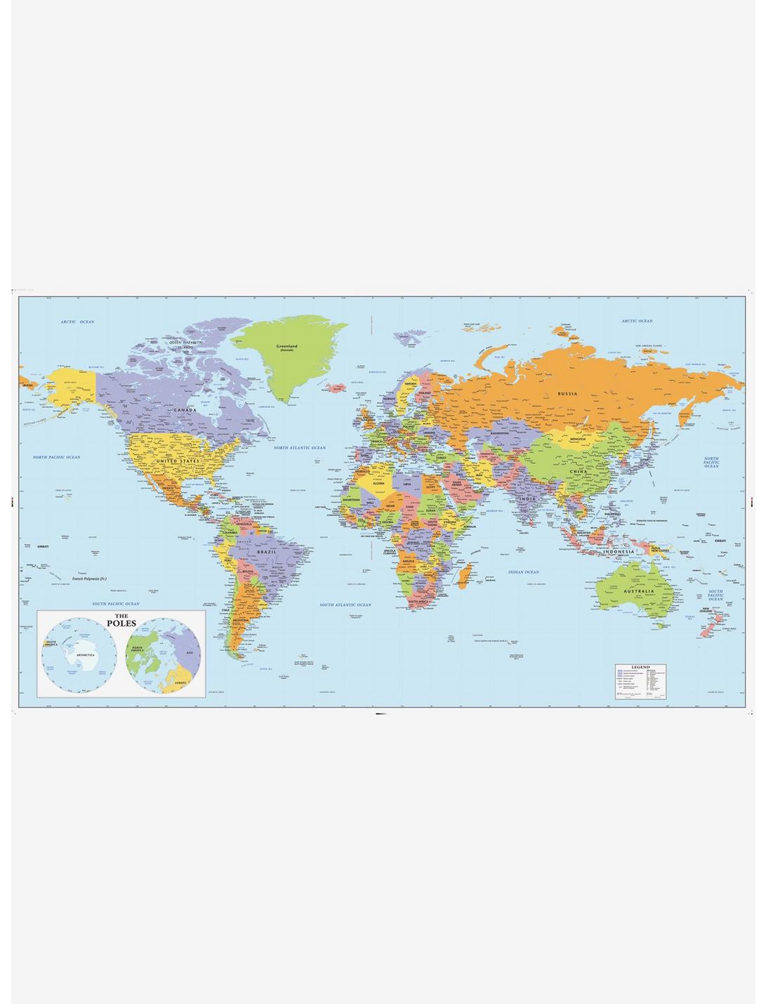 World Map Educational Mural Peel & Stick Wallpaper, , hi-res