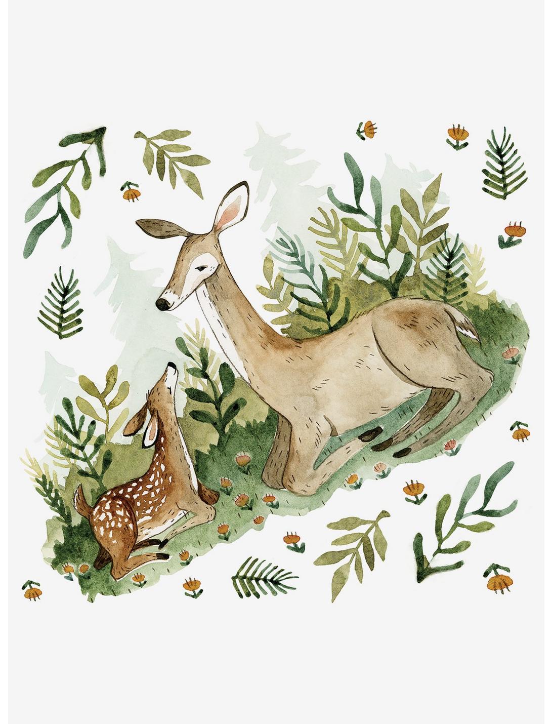 Mama And Baby Woodland Deer Peel And Stick Giant Wall Decals, , hi-res