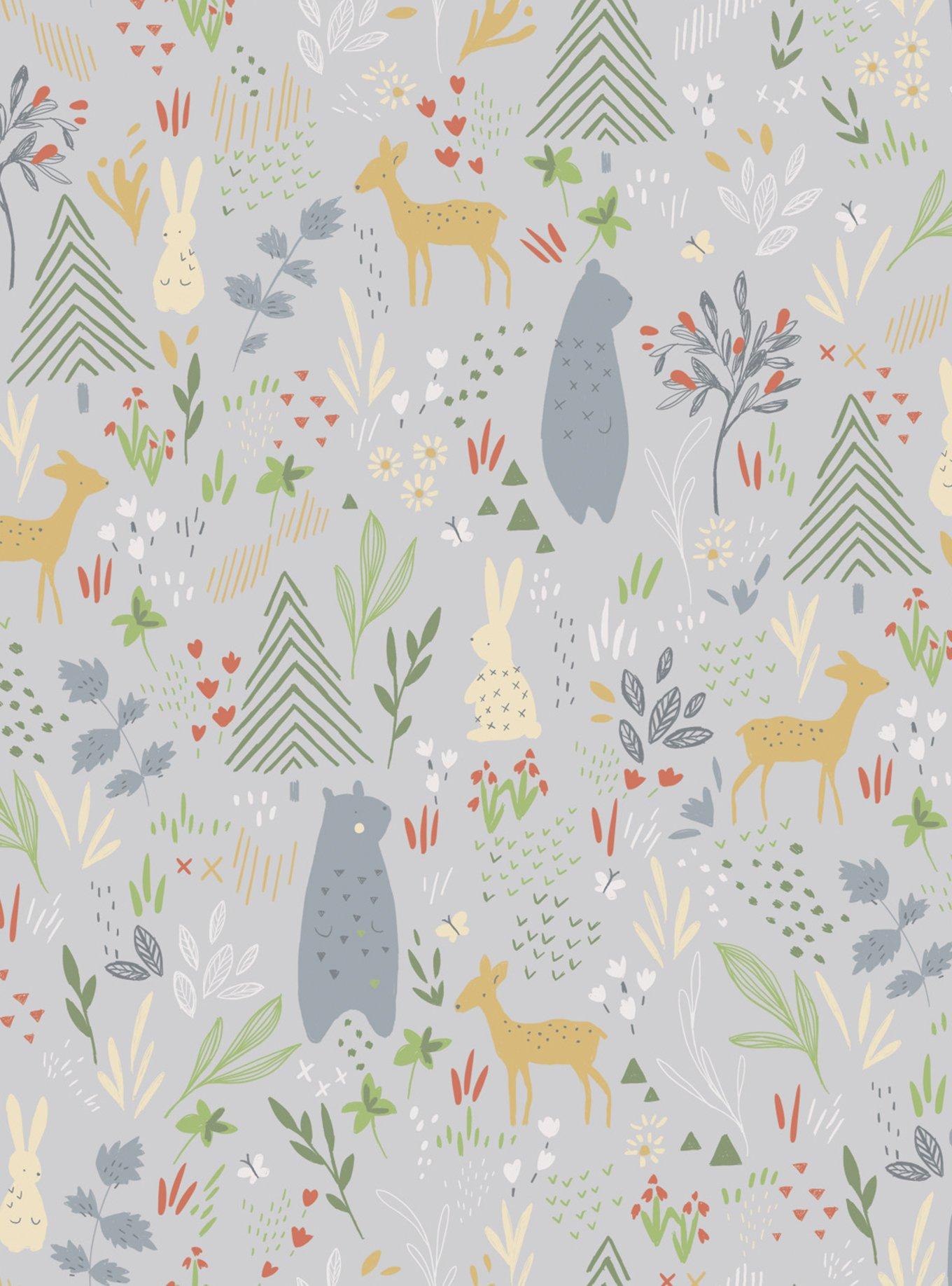 Spring Forest Pals Peel & Stick Wallpaper Light, , hi-res