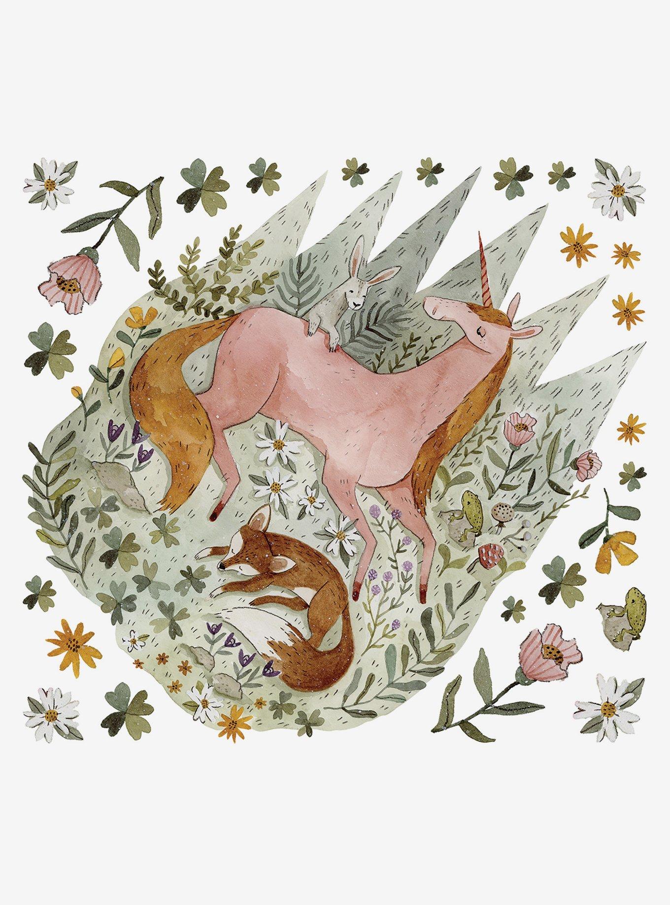 Woodland Magic Unicorn And Fox Peel And Stick Giant Wall Decals, , hi-res