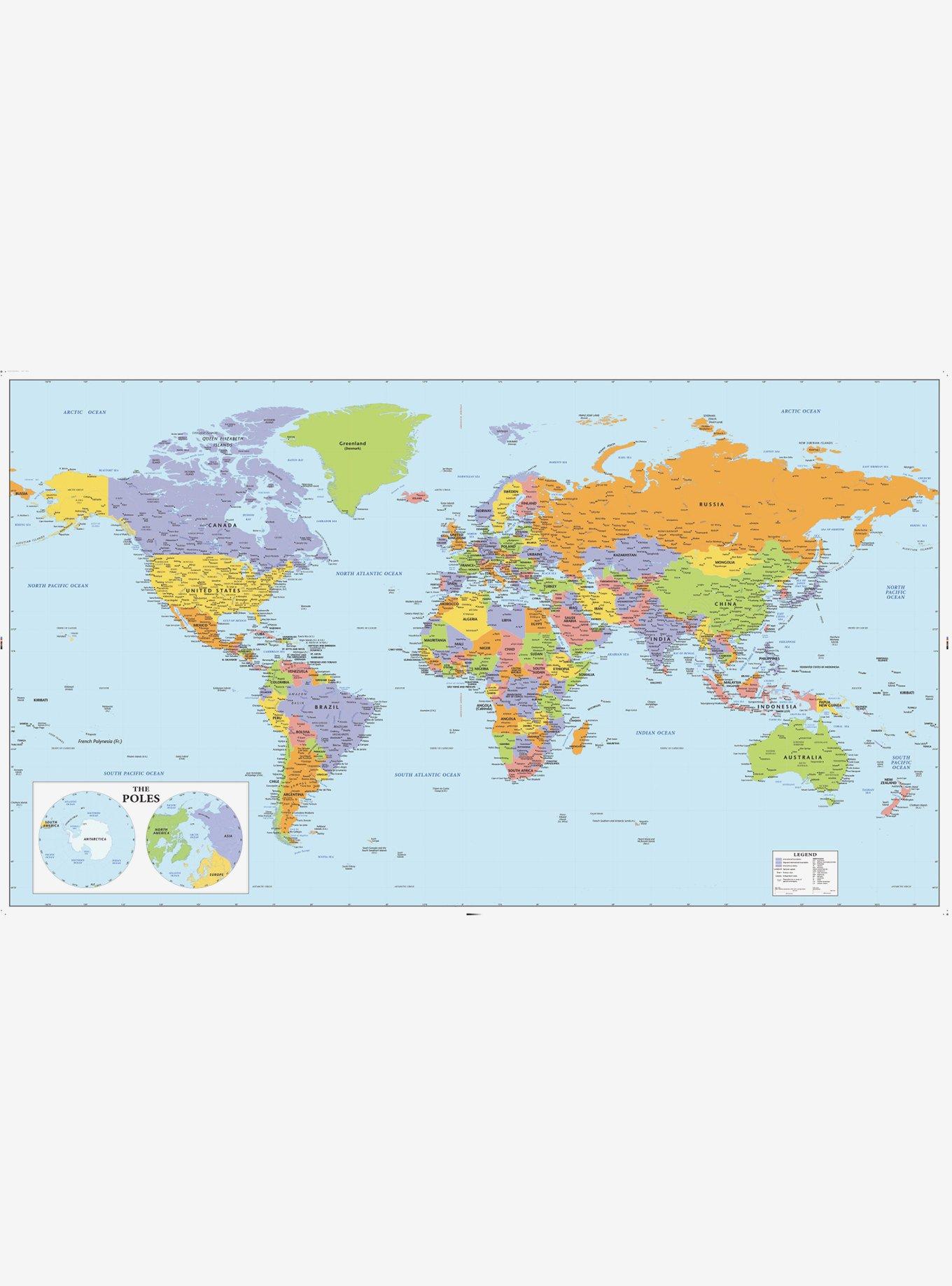 World Map Educational Mural Peel & Stick Wallpaper, , hi-res