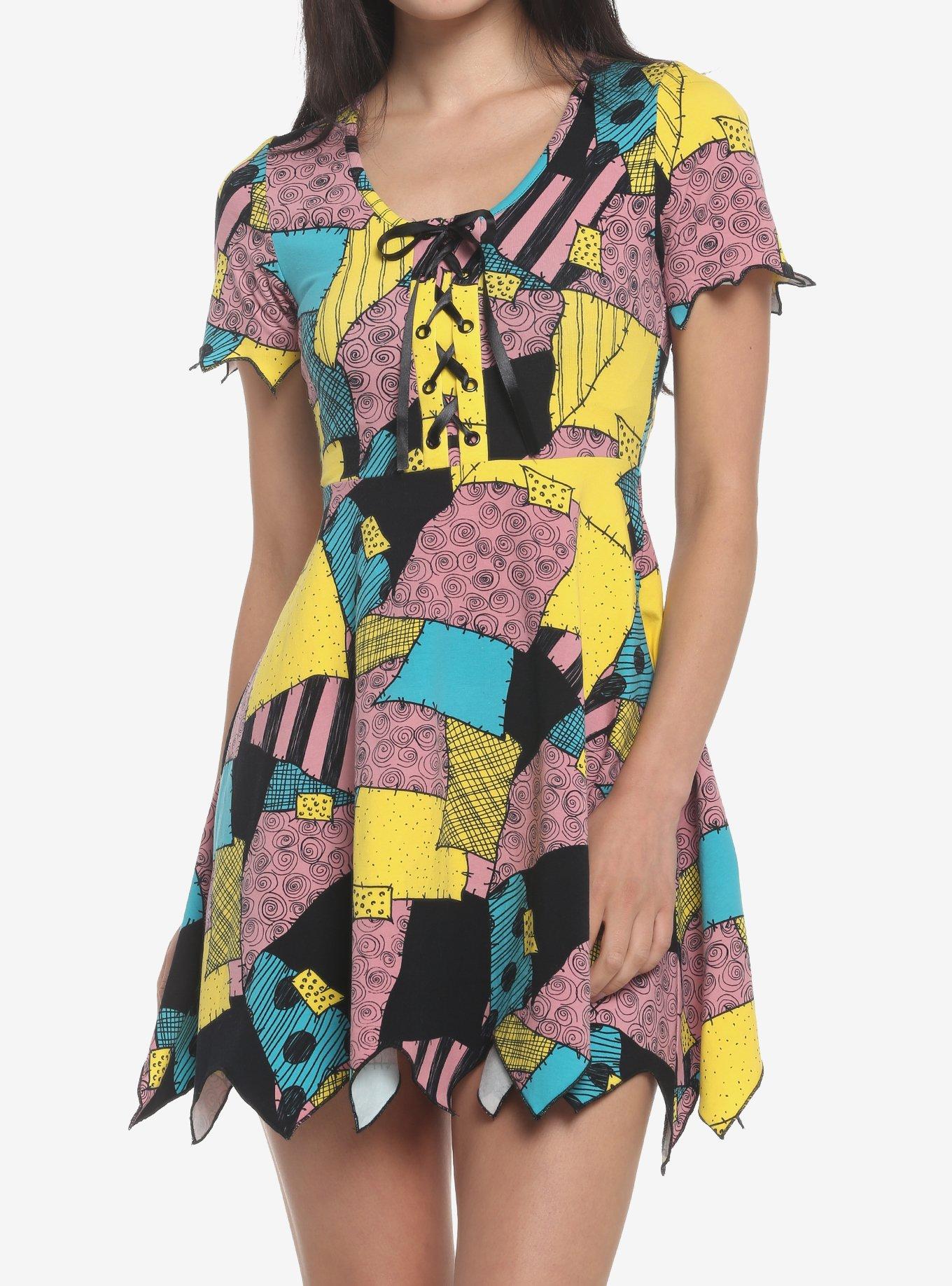 The Nightmare Before Christmas Sally Patchwork Jagged Dress, MULTI, hi-res