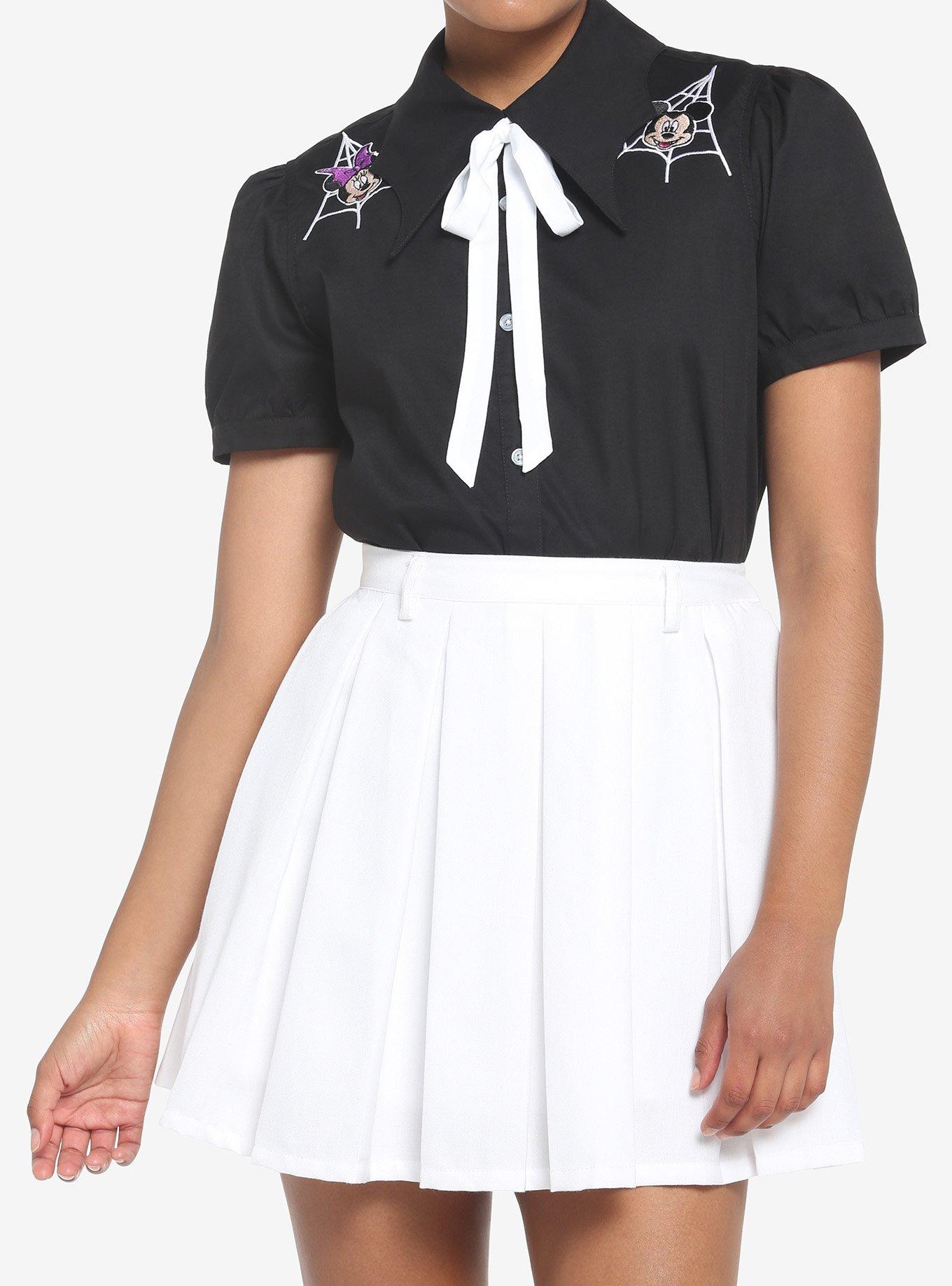 Her Universe Disney Halloween Bat Wing Collar Woven Button-Up, DEEP BLACK, hi-res