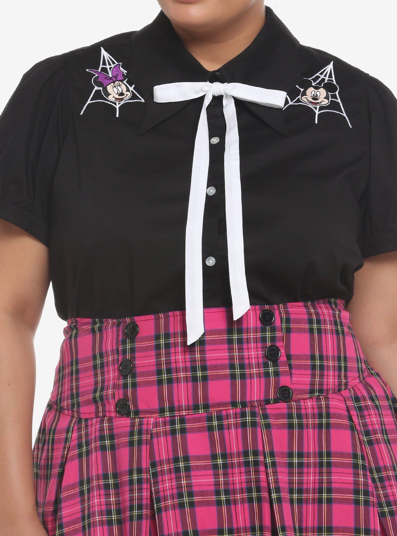 Her Universe Disney Halloween Bat Wing Collar Woven Button-Up Plus Size, DEEP BLACK, hi-res