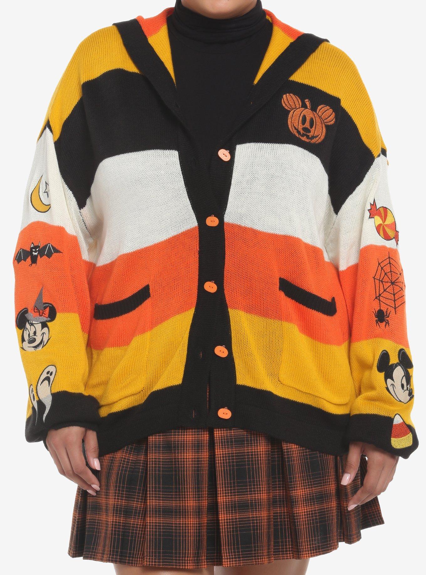 Her Universe Disney Halloween Mickey Mouse Stripe Hooded Cardigan Plus Size, MULTI, hi-res