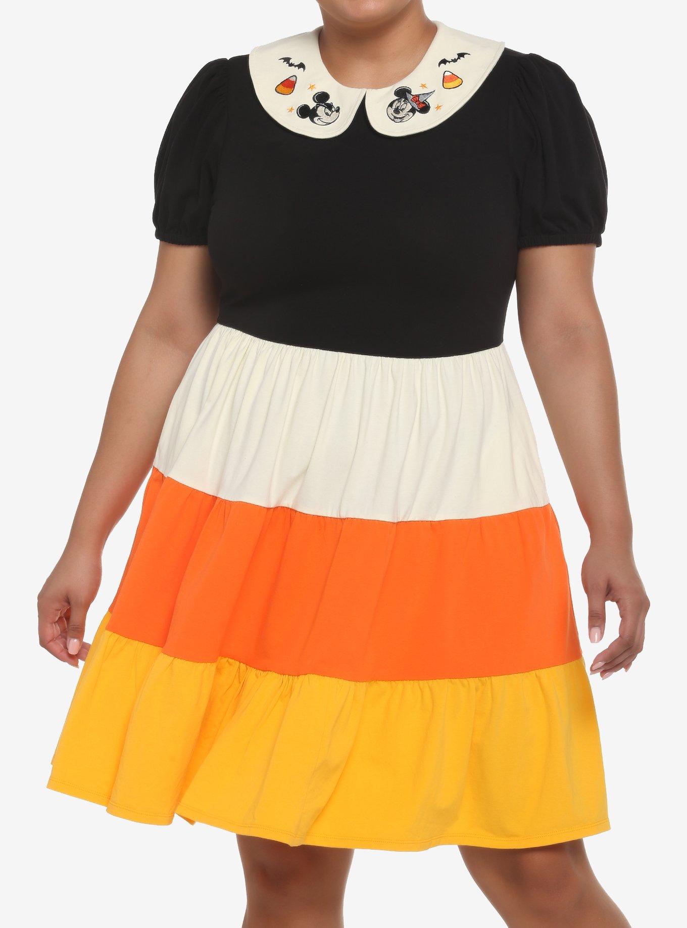 Her Universe Disney Halloween Candy Corn Collared Dress Plus Size, MULTI, hi-res