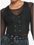 Black Double-Breasted Girls Vest, DEEP BLACK, hi-res