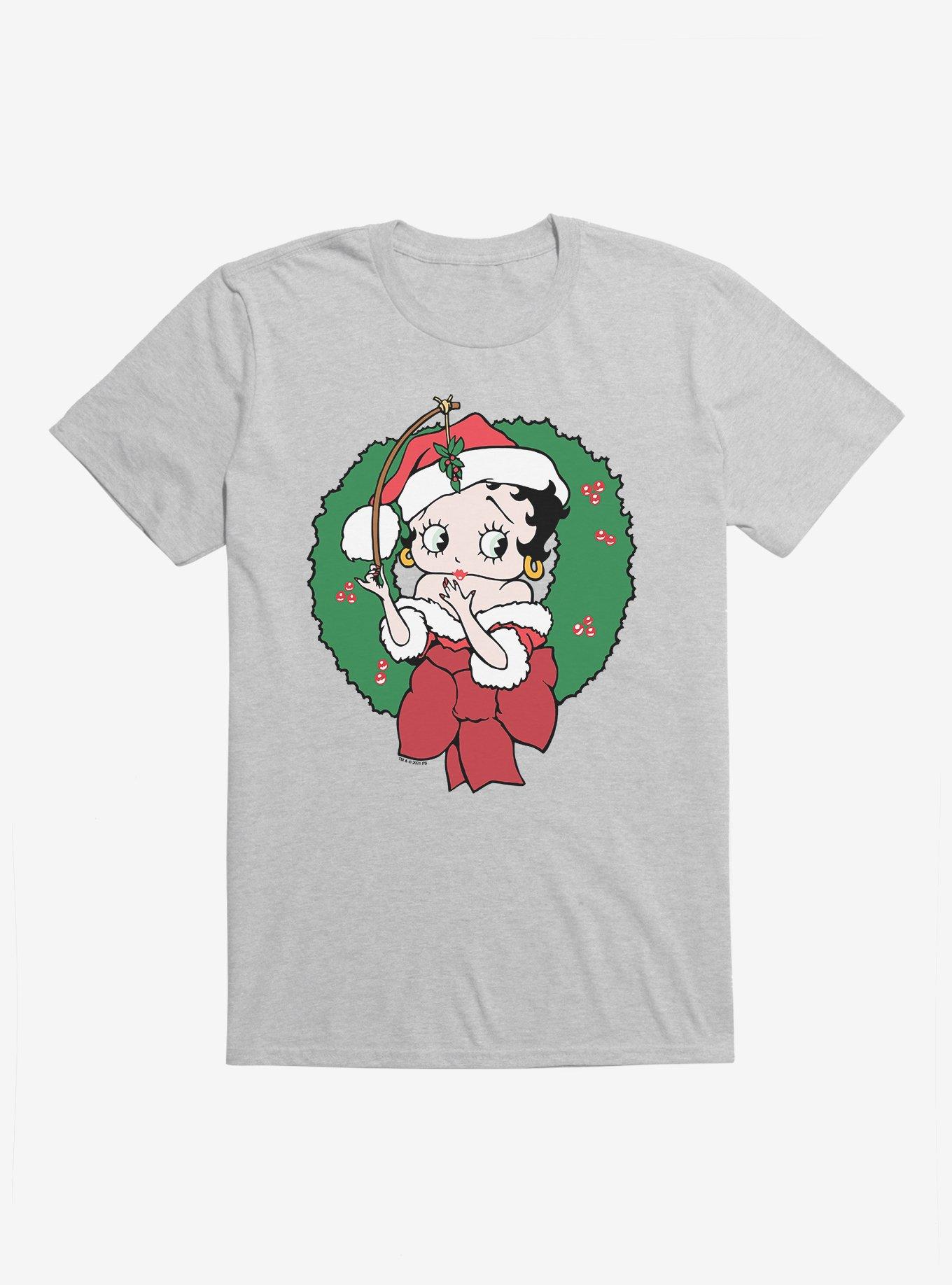 Betty Boop Mistletoe T-Shirt, HEATHER GREY, hi-res
