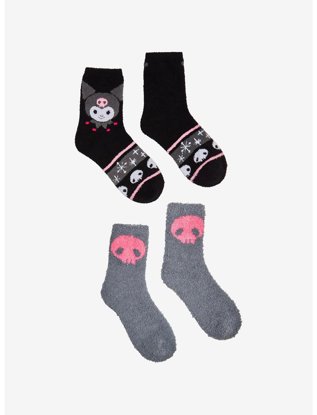 Kuromi Skull Fuzzy Socks 2 Pair, , hi-res
