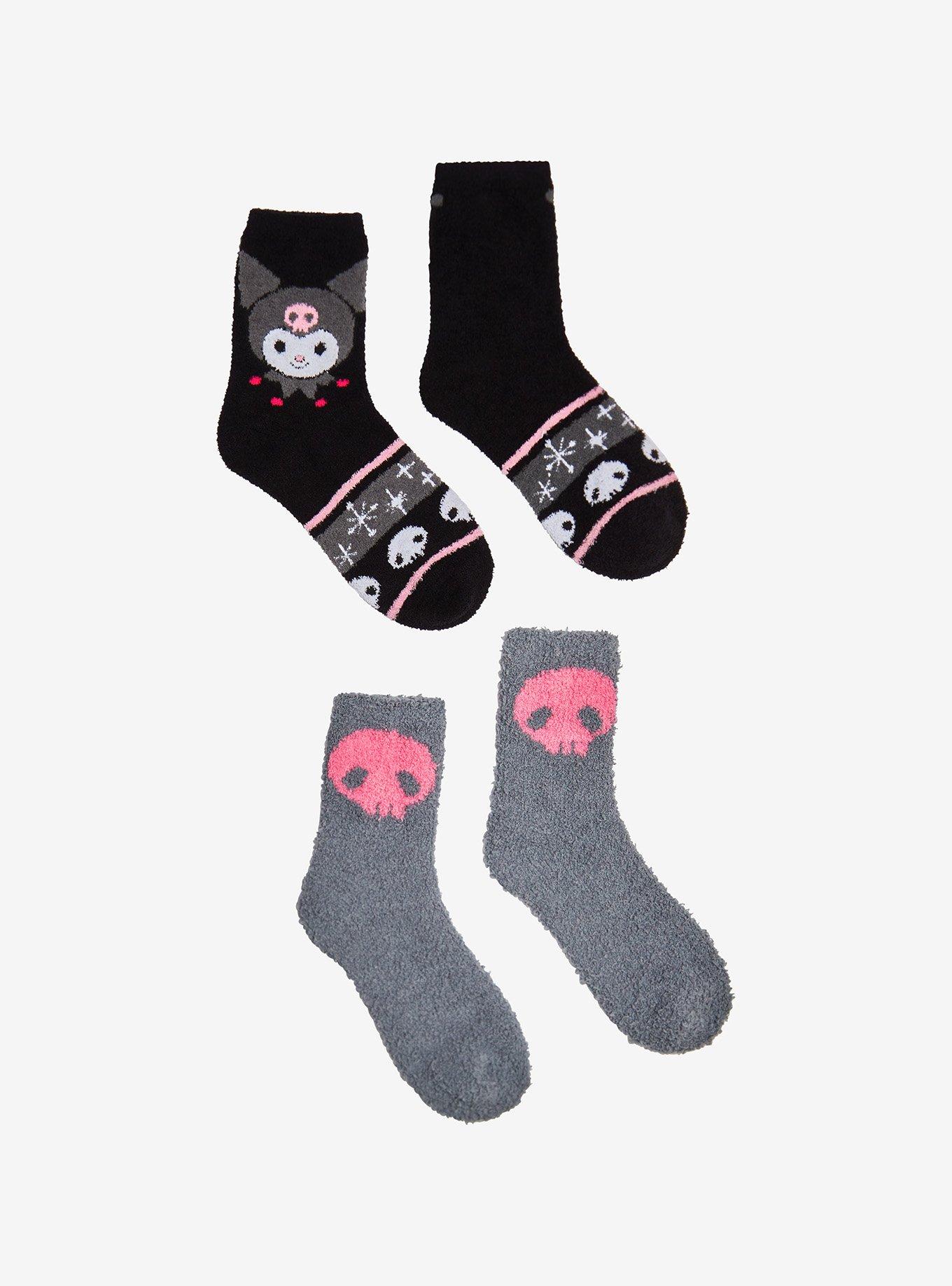 Kuromi Skull Fuzzy Socks 2 Pair, , hi-res