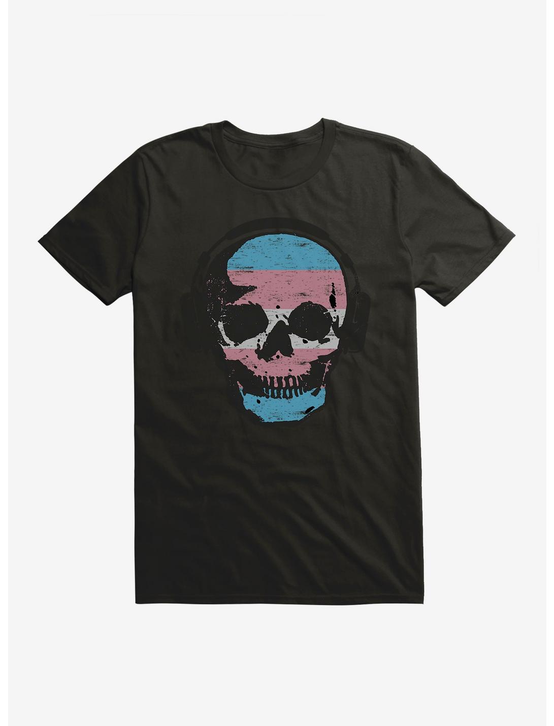 ICreate Pride Trans Flag Skull With Headphones T-Shirt, , hi-res