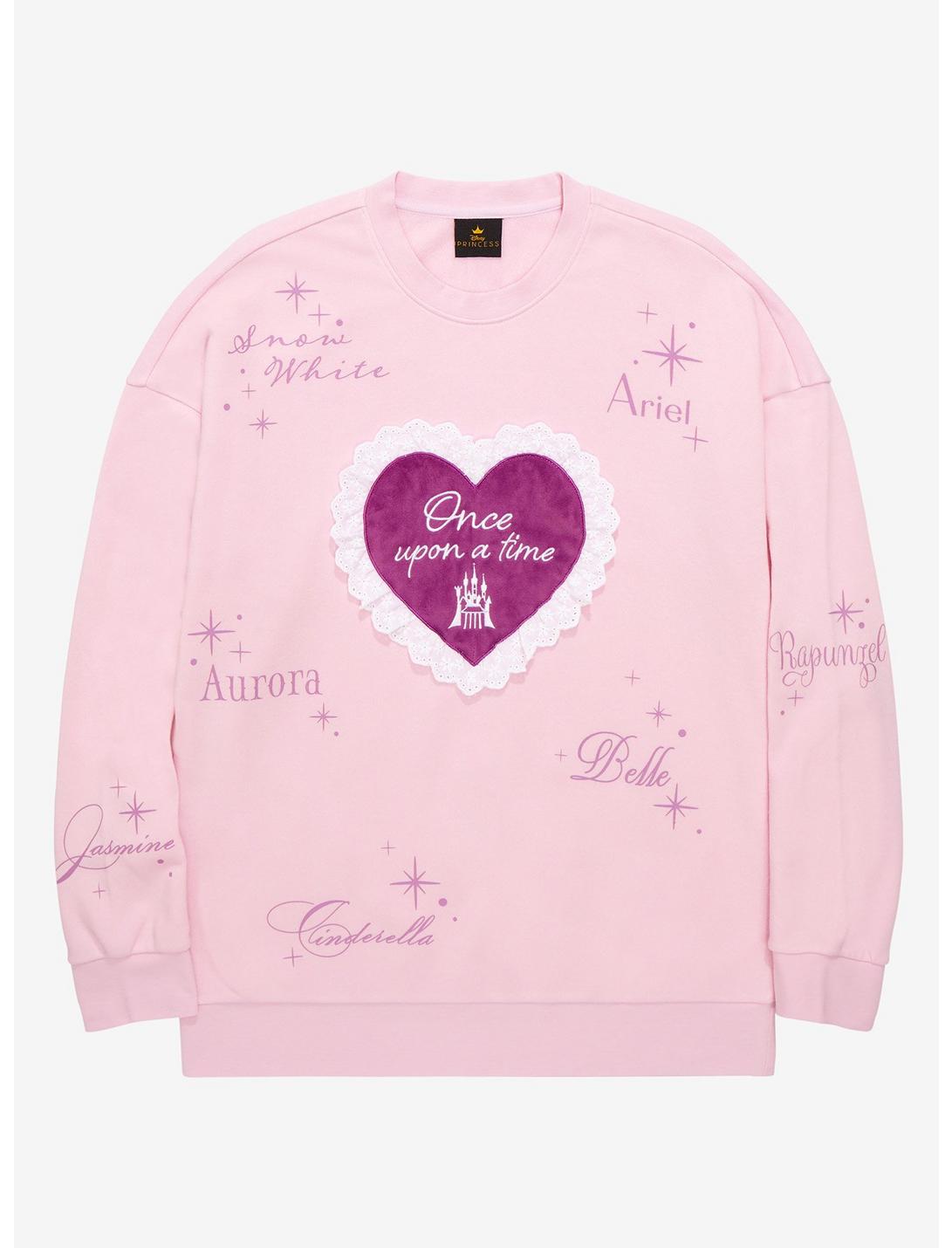 Disney Princess Once Upon a Time Heart Crewneck - BoxLunch Exclusive, LAVENDER, hi-res