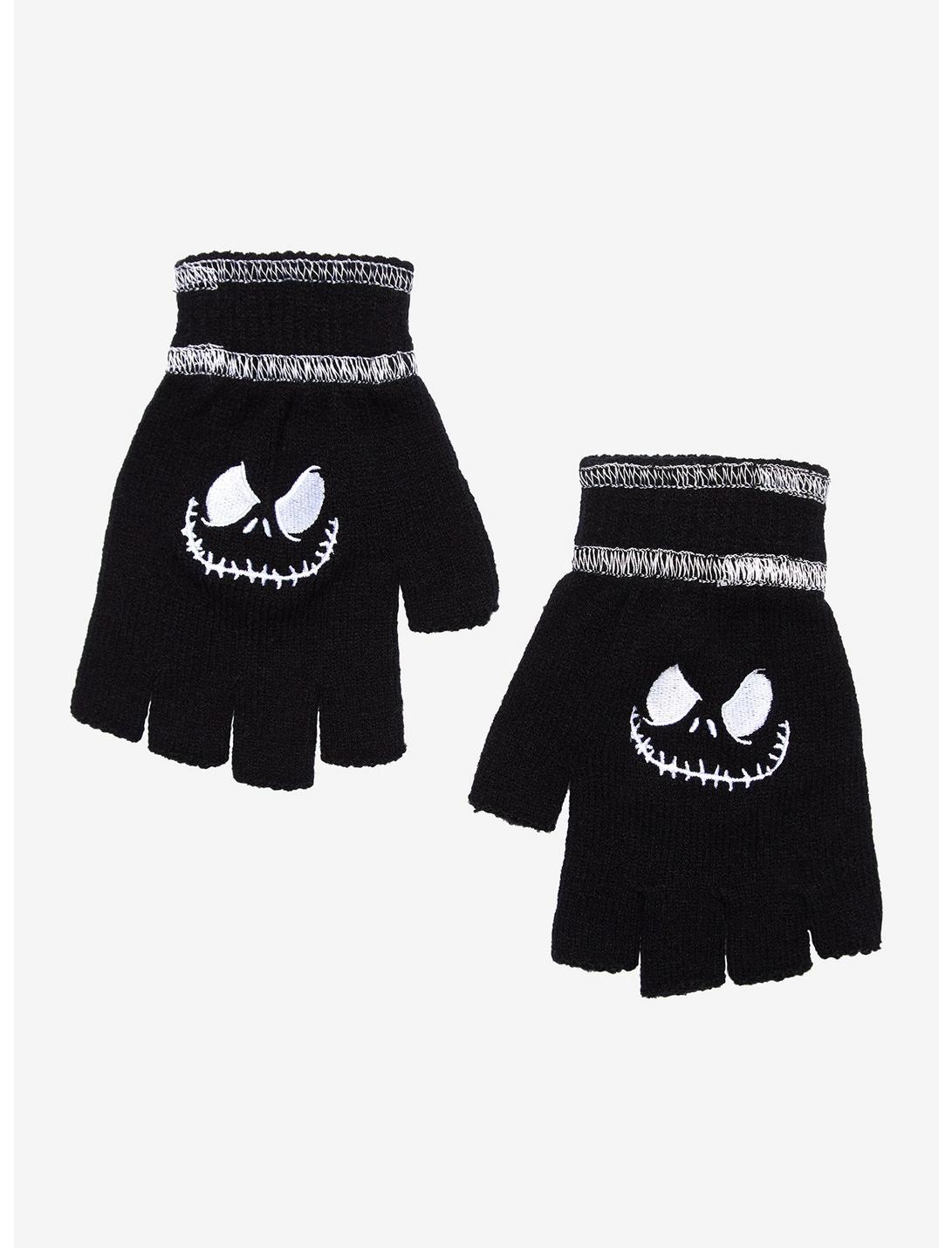 The Nightmare Before Christmas Jack Contrast Stitch Fingerless Gloves, , hi-res