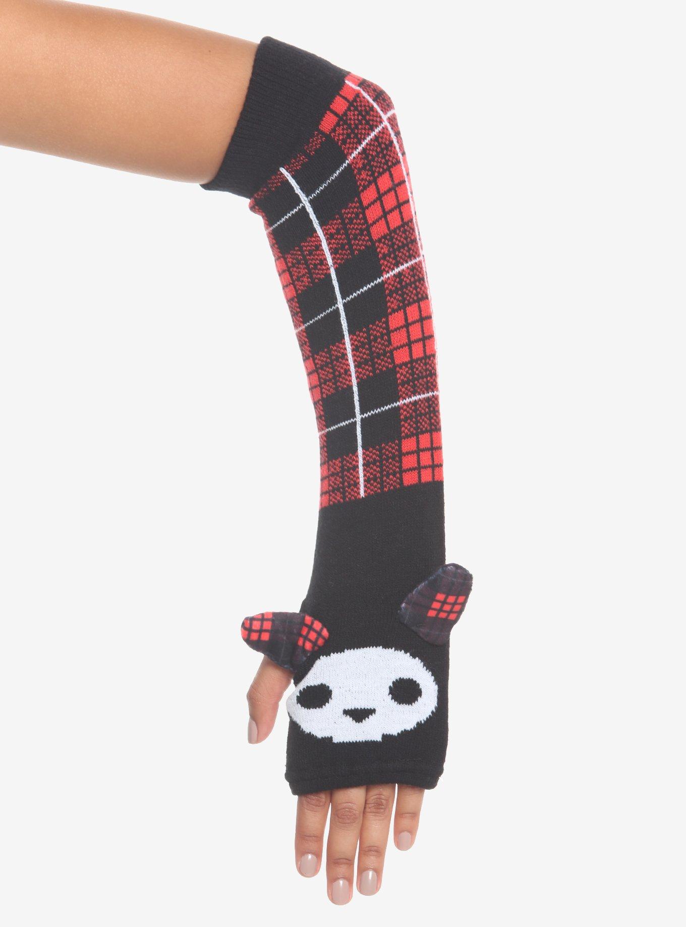 Skelanimals Red Plaid Kit Arm Warmers Hot Topic