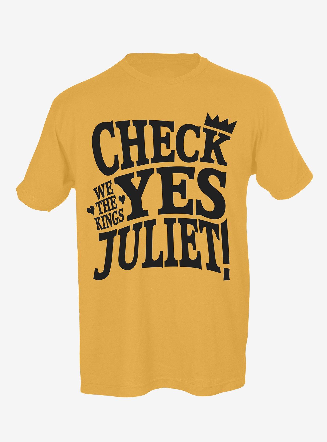 We The Kings Check Yes Juliet Boyfriend Fit Girls T-Shirt, BRIGHT YELLOW, hi-res
