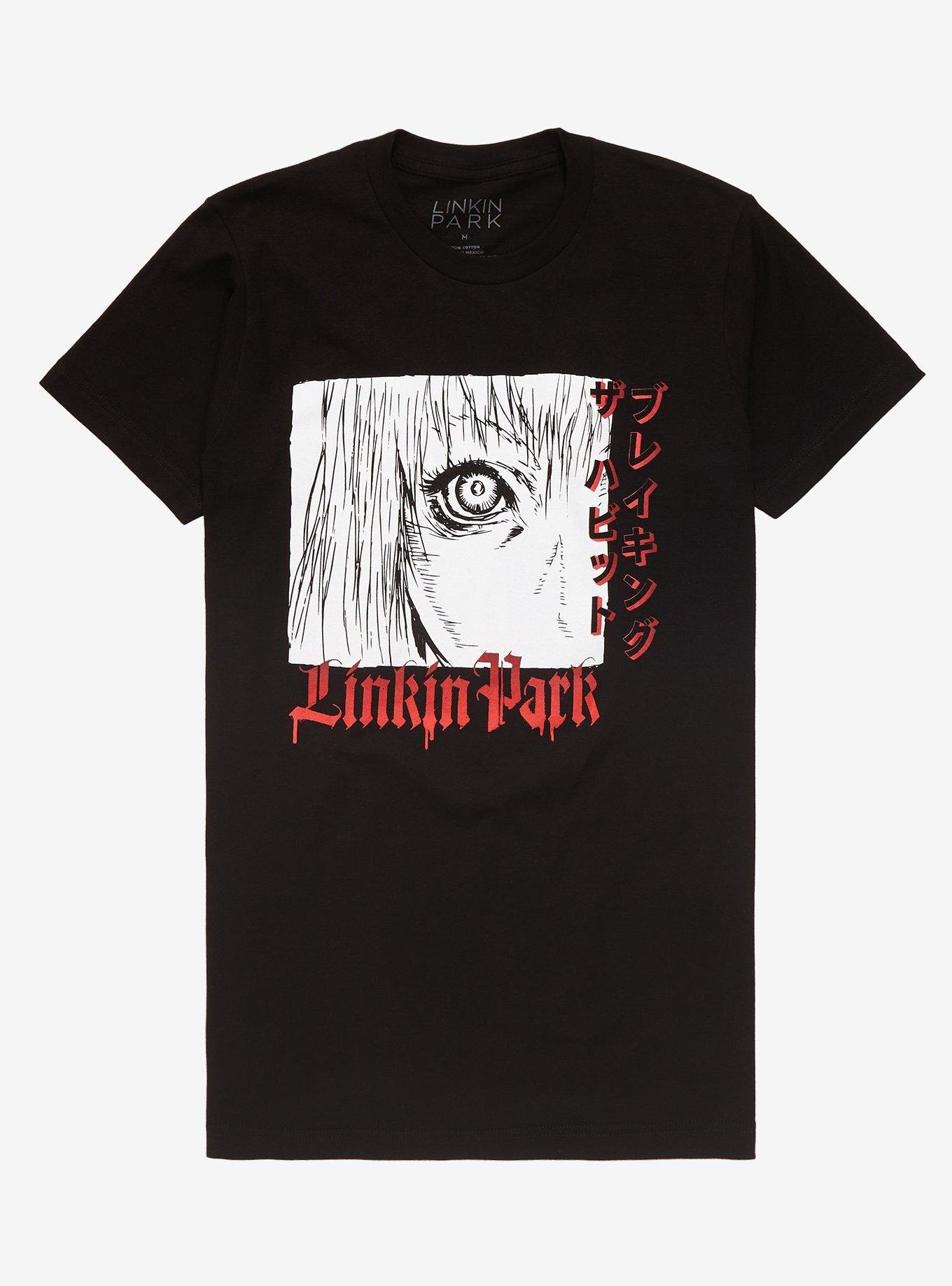 Linkin Park Manga Face Boyfriend Fit Girls T-Shirt, BLACK, hi-res