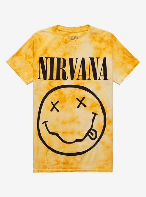 Nirvana Smile Yellow Tie-Dye Boyfriend Fit Girls T-Shirt | Hot Topic