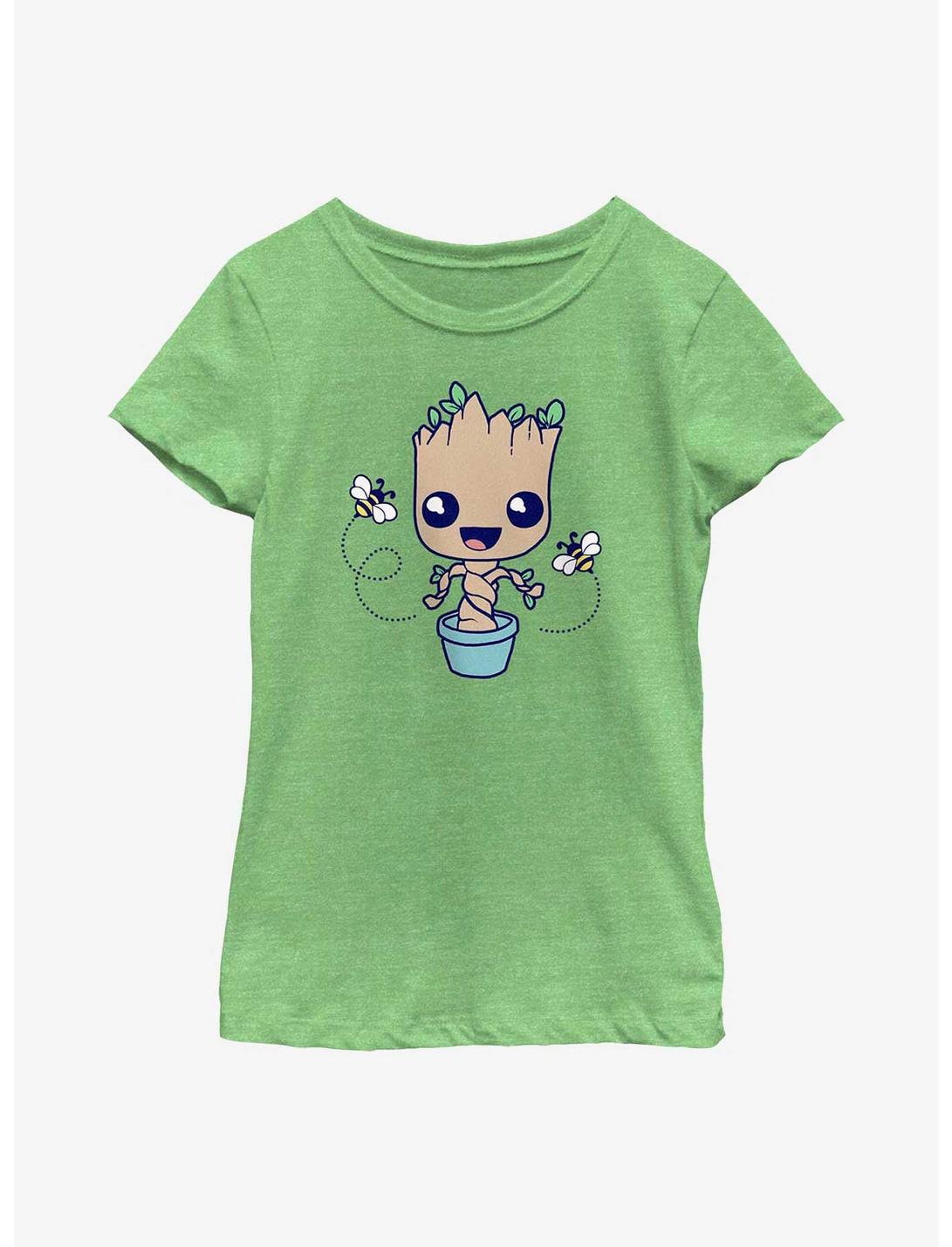 Marvel Guardians Of The Galaxy Baby Groot Hello Spring Youth Girls T-Shirt, GRN APPLE, hi-res