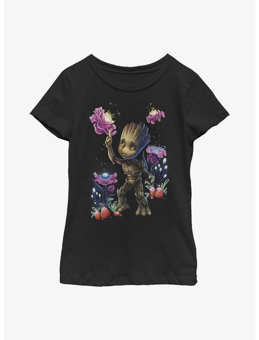 Marvel Guardians Of The Galaxy Groot Plants Youth Girls T-Shirt, BLACK, hi-res