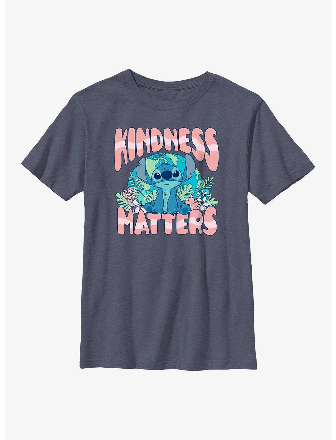 Disney Lilo And Stitch Stitch Kindness Matters Youth T-Shirt, NAVY HTR, hi-res