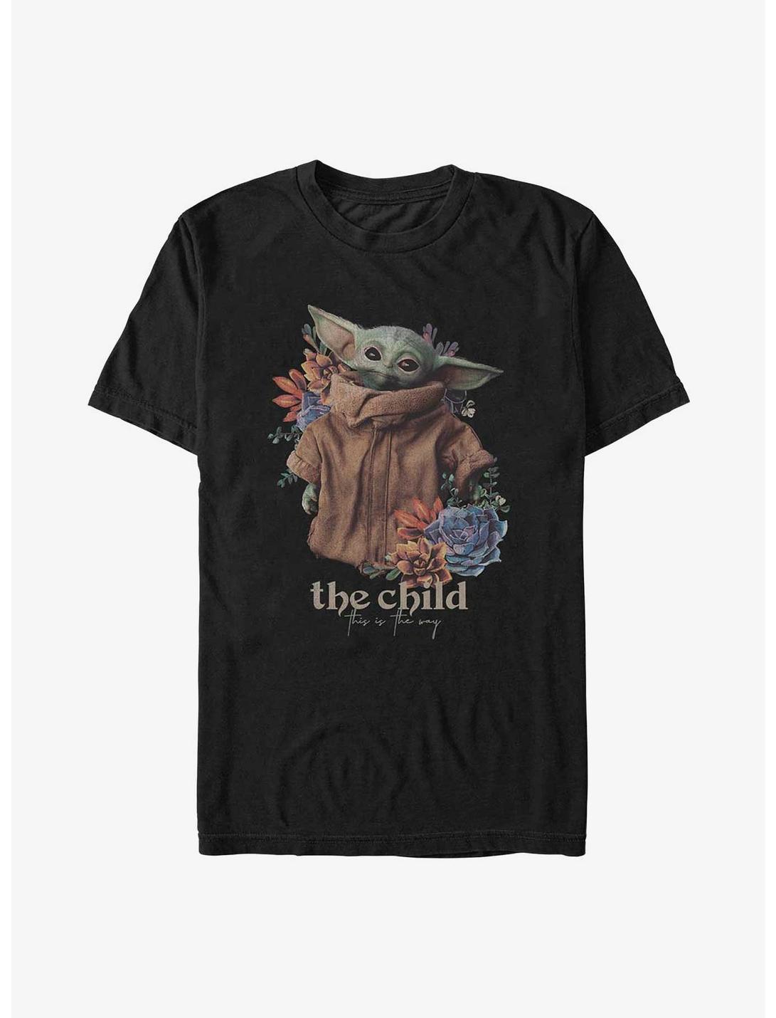 Star Wars The Mandalorian Floral Child T-Shirt, BLACK, hi-res