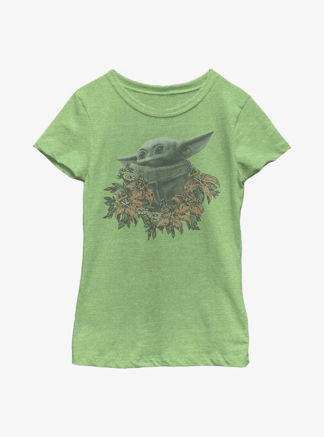 Star Wars The Mandalorian Flower Child Youth Girls T-Shirt, GRN APPLE, hi-res