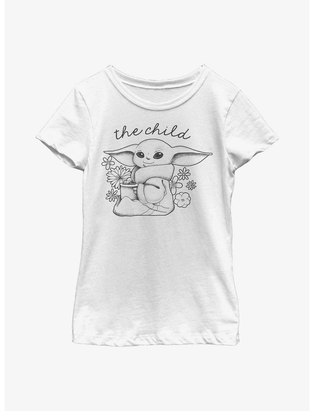 Star Wars The Mandalorian The Child Spring Flowers Youth Girls T-Shirt, WHITE, hi-res
