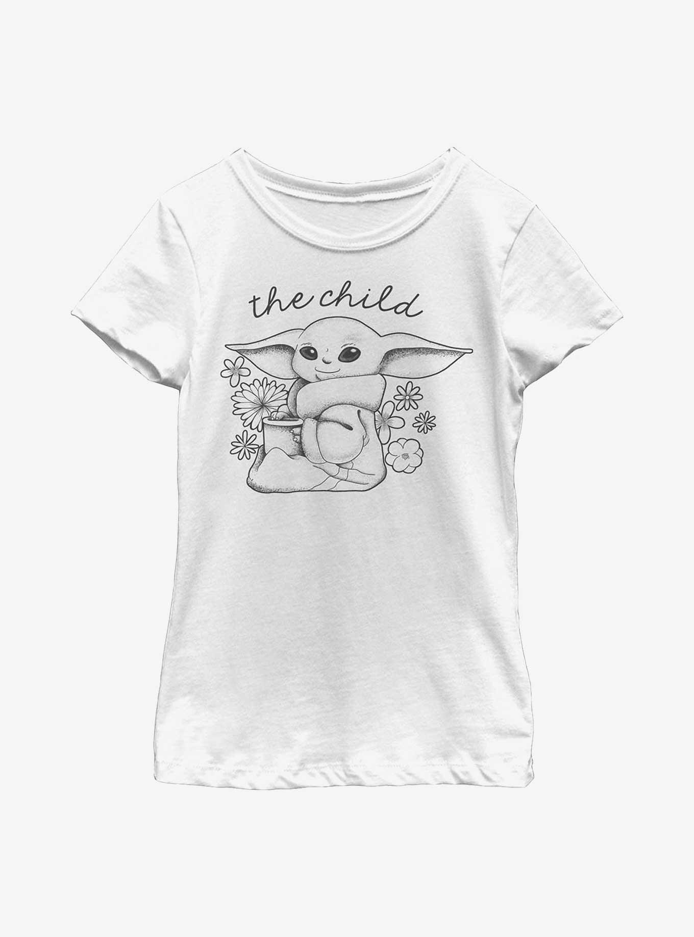 Star Wars The Mandalorian The Child Spring Flowers Youth Girls T-Shirt, WHITE, hi-res