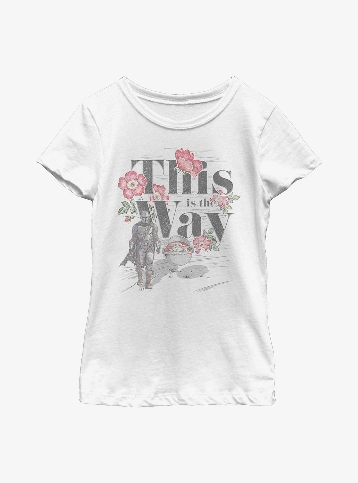 Star Wars The Mandalorian This Is The Way Flowers Youth Girls T-Shirt, WHITE, hi-res