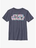 Star Wars Floral Logo Youth T-Shirt, NAVY HTR, hi-res