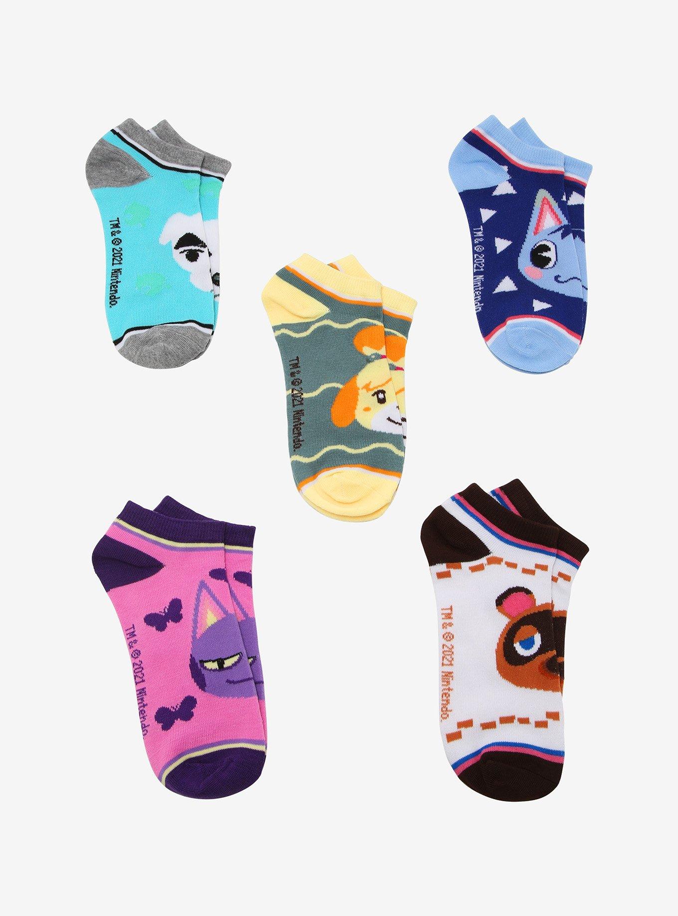 Animal Crossing Character Faces No-Show Socks 5 Pair, , hi-res