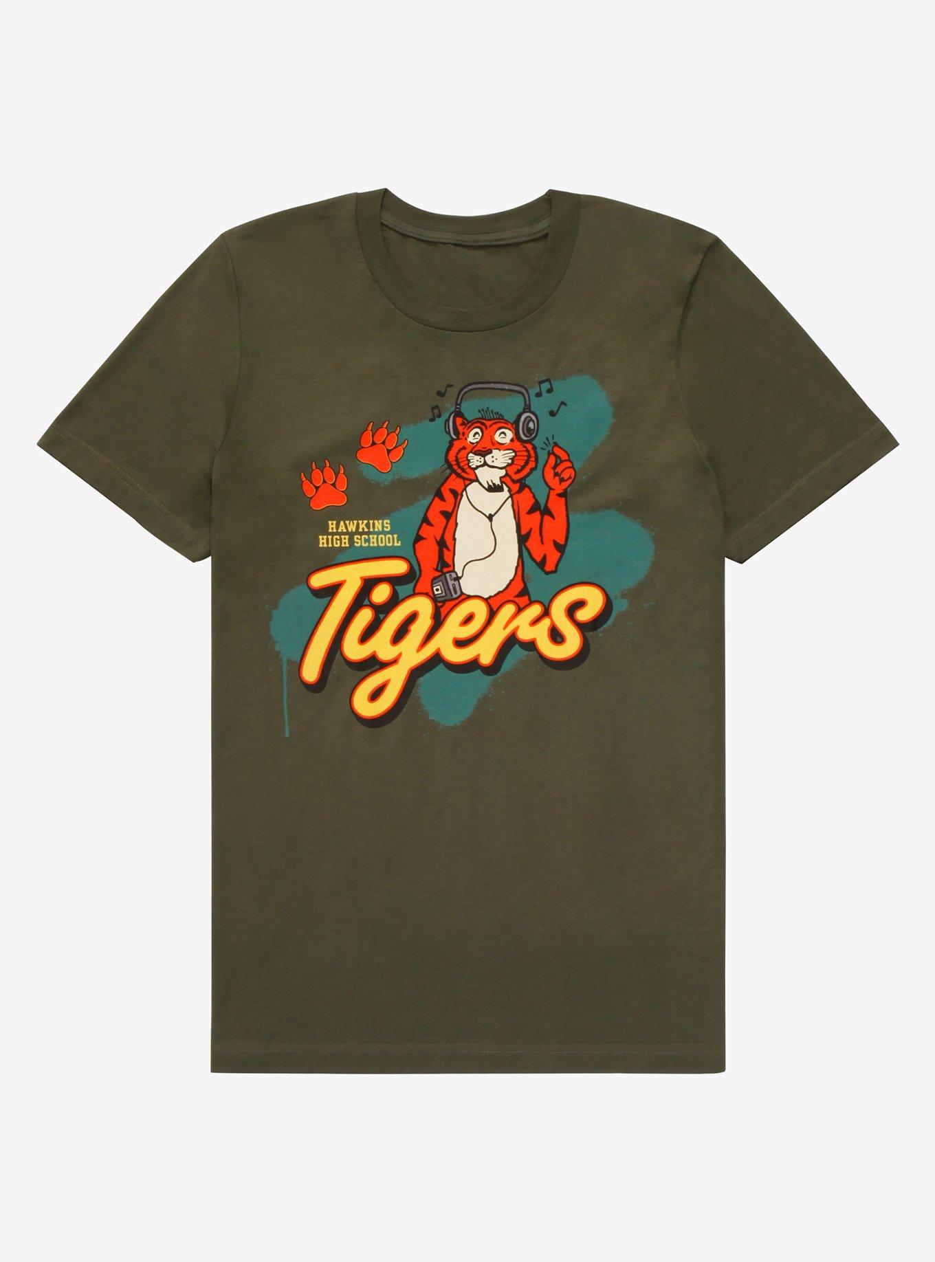  Stranger Things Hawkins High Tigers Adult T-Shirt : Clothing,  Shoes & Jewelry