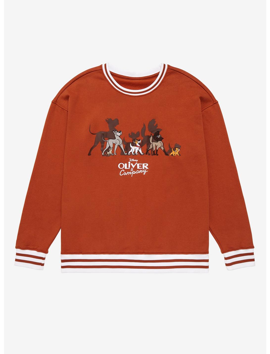 Disney Oliver & Company Group Portrait Varsity Crewneck - BoxLunch Exclusive, BROWN, hi-res