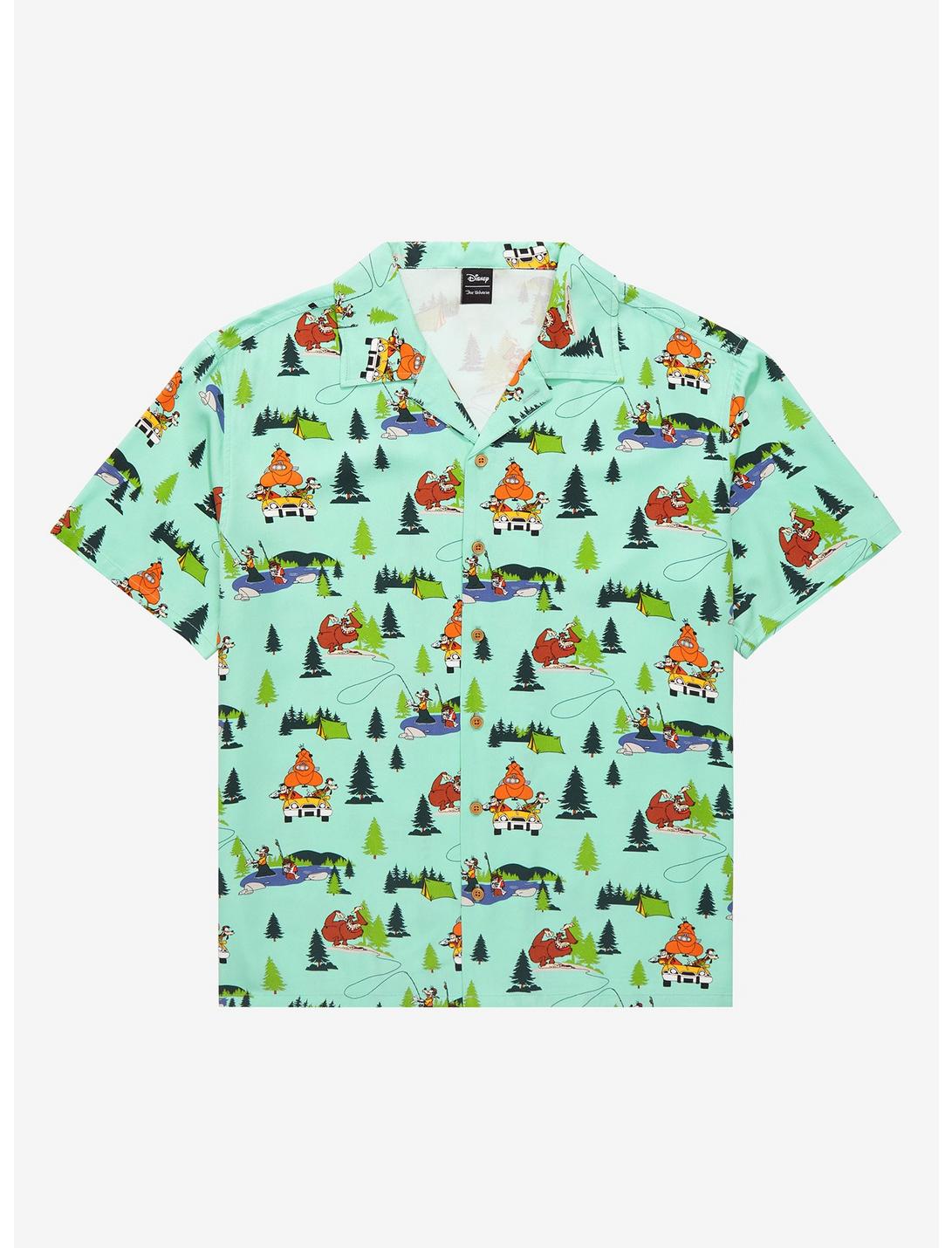 Our Universe A Goofy Movie Camping Scenes Woven Button-Up - BoxLunch Exclusive, MINT, hi-res